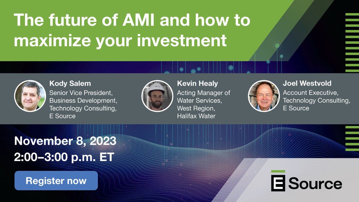 AMI serves up a wealth of data, but how can utilities use that data to get the most out of their investment?  Join us on November 8 to talk about how a system-of-systems viewpoint can reveal more opportunities. 

Register here: ow.ly/lcuN50Q396N