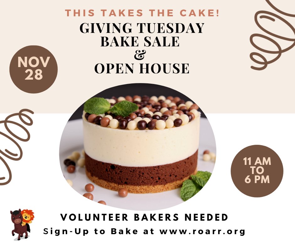 ROARR_org's tweet photo. 🎁 Join ROARR for #GivingTuesday! Your support funds life-changing programs for at-risk youth and seniors. Donate, volunteer for our bake sale, or buy a 50/50 ticket. Every contribution matters! Learn more at https://t.co/NSffOG6I0A 🌟 #ROARRCommunity #Calgary #Cochrane #bakesale https://t.co/xX2dmi7HXp