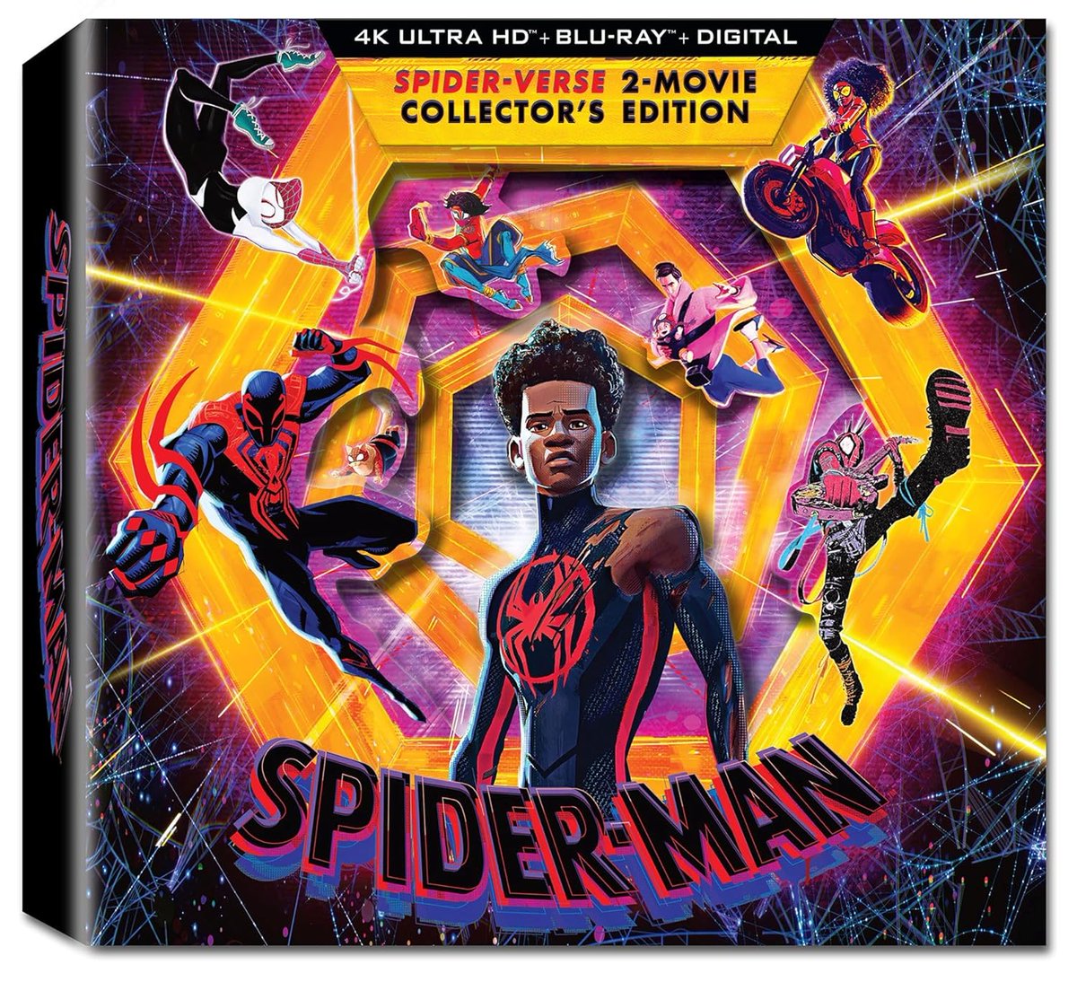 IGNDeals's tweet photo. Out November 14 and still on sale for $89.99 instead of $119.99, preorder the Spider-verse 2-Movie Collector's Edition 4K/Blu-ray/digital collector's set and get that 7" vinyl along with all the other great stuff. https://t.co/WfySWisYTJ https://t.co/7VsdeVXPqk