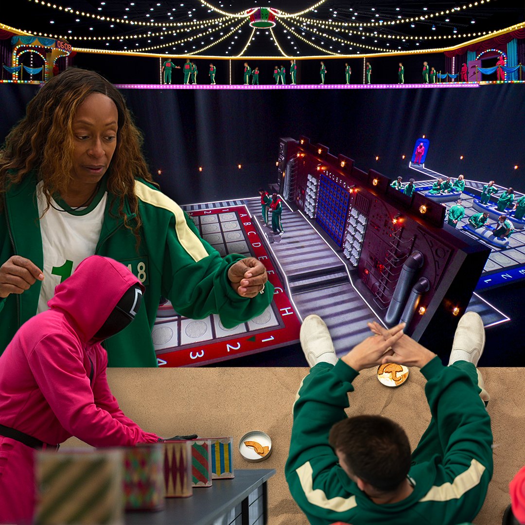 netflix's tweet photo. Squid Game: The Challenge is not for the faint of heart. The countdown is on & here's a peek at the eps, kicking off November 22  

Red Light Green Light 
The Man with the Umbrella
War 
Nowhere to Hide 
Trick or Treat 
Goodbye Friend or Foe 
One Step Closer 
Circle of Trust 
One Lucky Day