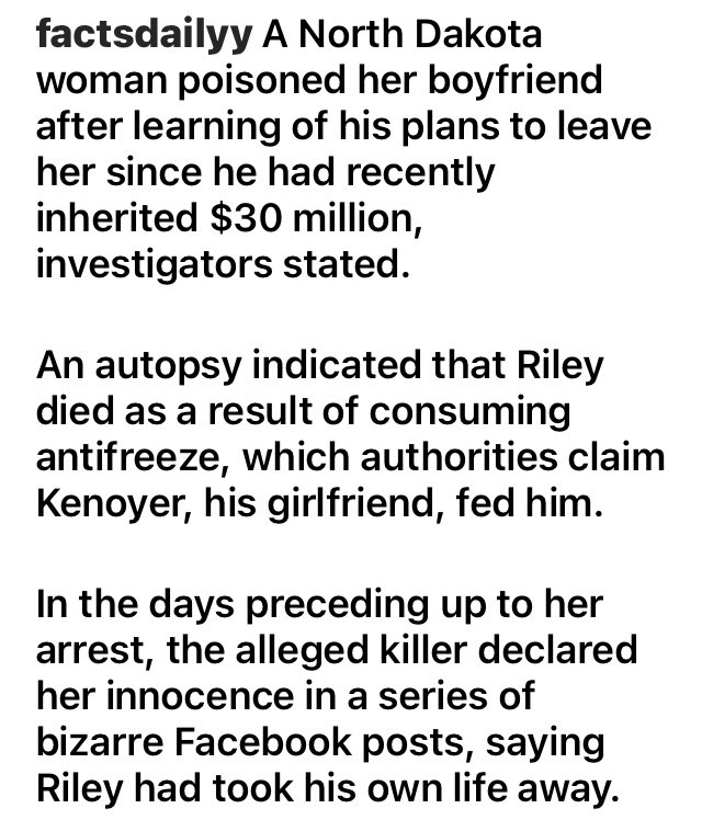 CynDpathfinder's tweet photo. Woman kills boyfriend for $30million https://t.co/7HPBFNMQnV