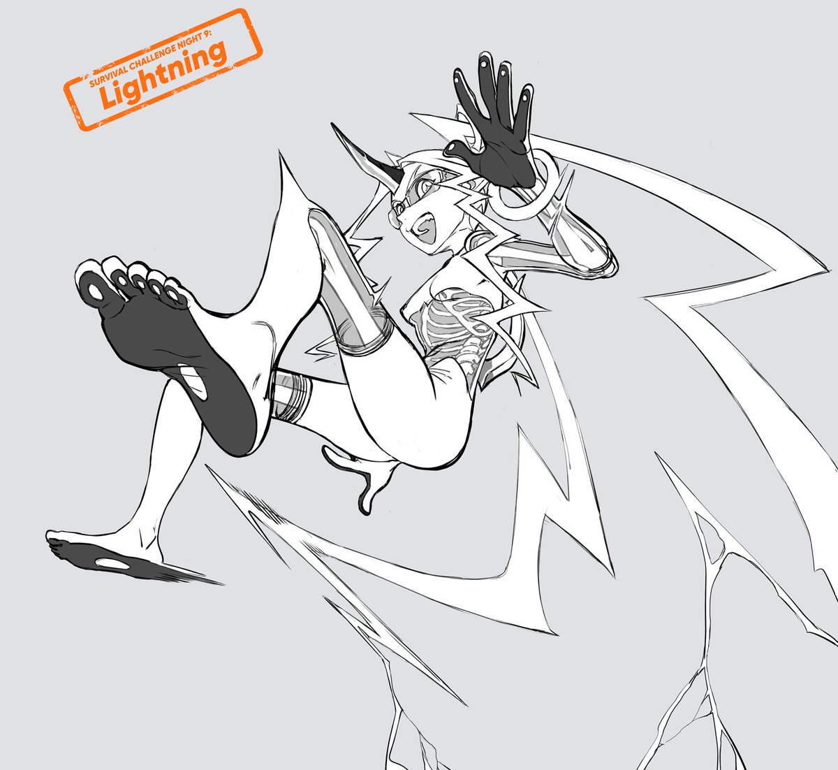 ✧ Night 9: Lightning In my head, the look I wanted was kind of like characters getting electrocuted in fighting games like SF and Darkstalkers. She's kind of like a living X-ray #ArtoberSurvivors