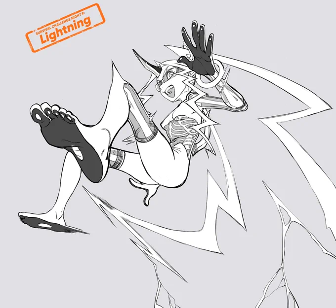 ✧ Night 9: Lightning In my head, the look I wanted was kind of like characters getting electrocuted in fighting games like SF and Darkstalkers. She's kind of like a living X-ray #ArtoberSurvivors