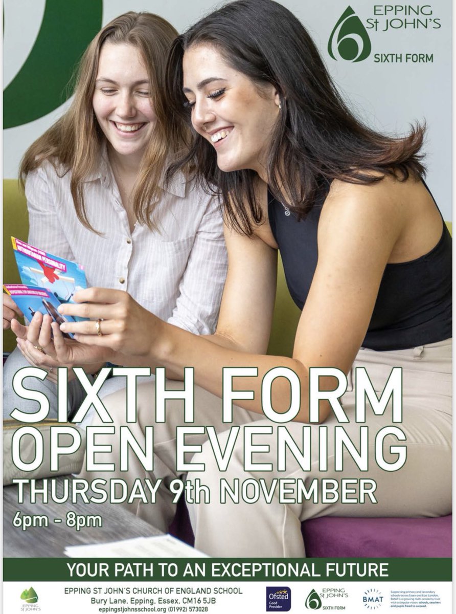 Looking forward to seeing our Year 11 students and prospective students at our Sixth Form Open Evening. Thursday 9th November 6-8pm <a href="/EppingStJohns/">ESJ</a> <a href="/ESJ6Form/">Epping St John’s Sixth Form</a>