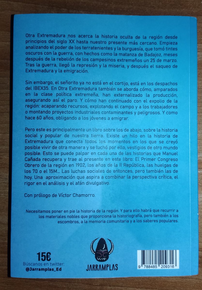 📚 Hay una historia alternativa de Extremadura, diferente a la oficial que nos han enseñado.

Una historia de represión, silenciamientos y clientelismo político. Y de dignidad.

Una historia que ayudaría a construir... Otra Extremadura.

Gracias por contarla, <a href="/Jarramplas_Ed/">Jarramplas - Editorial Extremeña</a>.