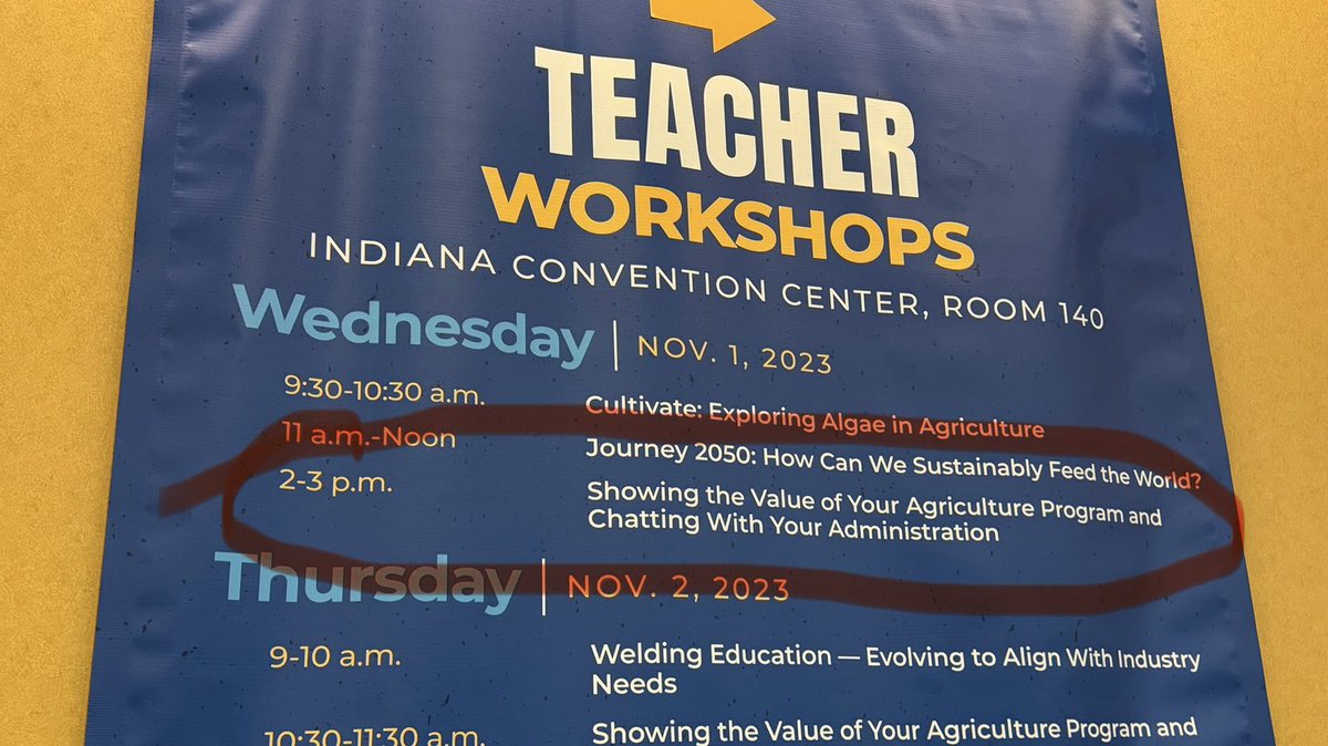 ByronErnest's tweet photo. ππ Now to the next great part of my day at @NationalFFA Convention. Working with teachers on βShowing Value of Your Ag Ed Program and Chatting With Your Administration. β€οΈ Love working with teachers at convention.
#FFA23 #NationalFFA #FFA #FFALive #foreverblue https://t.co/npFh9vDWJn