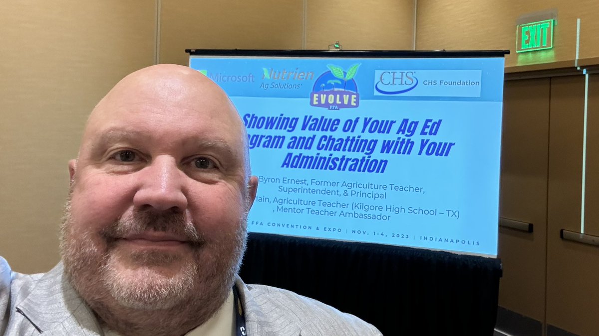 ByronErnest's tweet photo. ππ Now to the next great part of my day at @NationalFFA Convention. Working with teachers on βShowing Value of Your Ag Ed Program and Chatting With Your Administration. β€οΈ Love working with teachers at convention.
#FFA23 #NationalFFA #FFA #FFALive #foreverblue https://t.co/npFh9vDWJn
