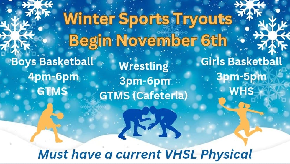 Attention 8th grade Titans! Winter Sports Tryouts begin November 6th!