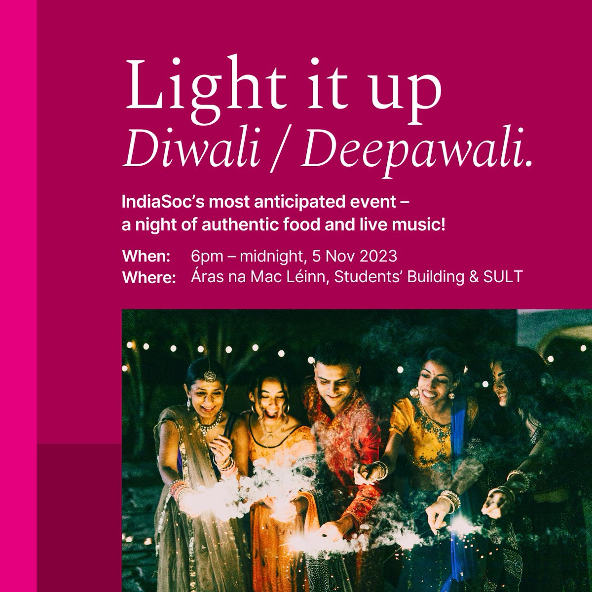 uniofgalway's tweet photo. Students, the wait is over!
Tickets now on sale for India Soc’s most anticipated event of the year – Diwali/Deepawali 🪔 with live music from DJ TU$H.

Book now: https://t.co/W7dDUxNm7x  
When: 6pm to Midnight, 5 Nov
Where: Áras na Mac Léinn, Students’ Building &amp; SULT📍
#IndiaSoc https://t.co/6t43K51osK