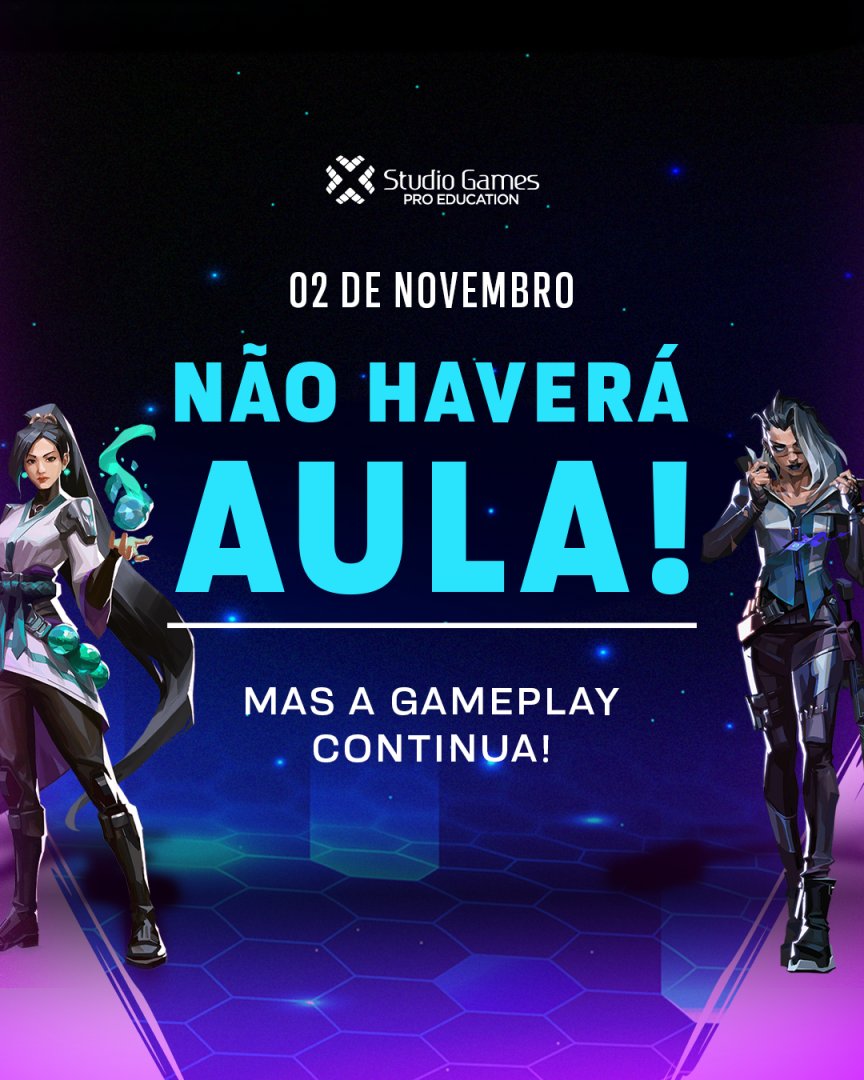studiogamesofc's tweet photo. Nesse feriado não teremos aula, mas a diversão continua!

▶Estaremos funcionando em horário normal! Contamos com a sua presença nessa super Gameplay 🚀🎮

#studiogames #sg #proeducation #cursossg #sgcursos https://t.co/LeXDiJRgmv