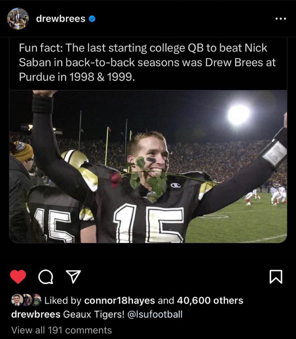 LSUBarstool's tweet photo. DREW BREES IS RIDING WITH THE TIGERS https://t.co/Ic4xS8xdPK