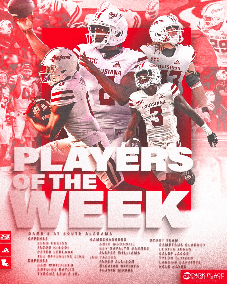 Week 8️⃣ Park Place Players of the Week!

#cULture | #GeauxCajuns