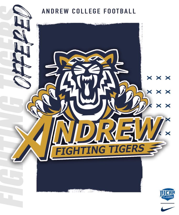 To God be all the Glory! Blessed to receive an offer from Andrew College! @coachpender1025 @klgosse @coachmintier @Dr_NickGarrett @TigersAndrew @NEGARecruits @RustyMansell_ @nthfootball @NTH_Athletics