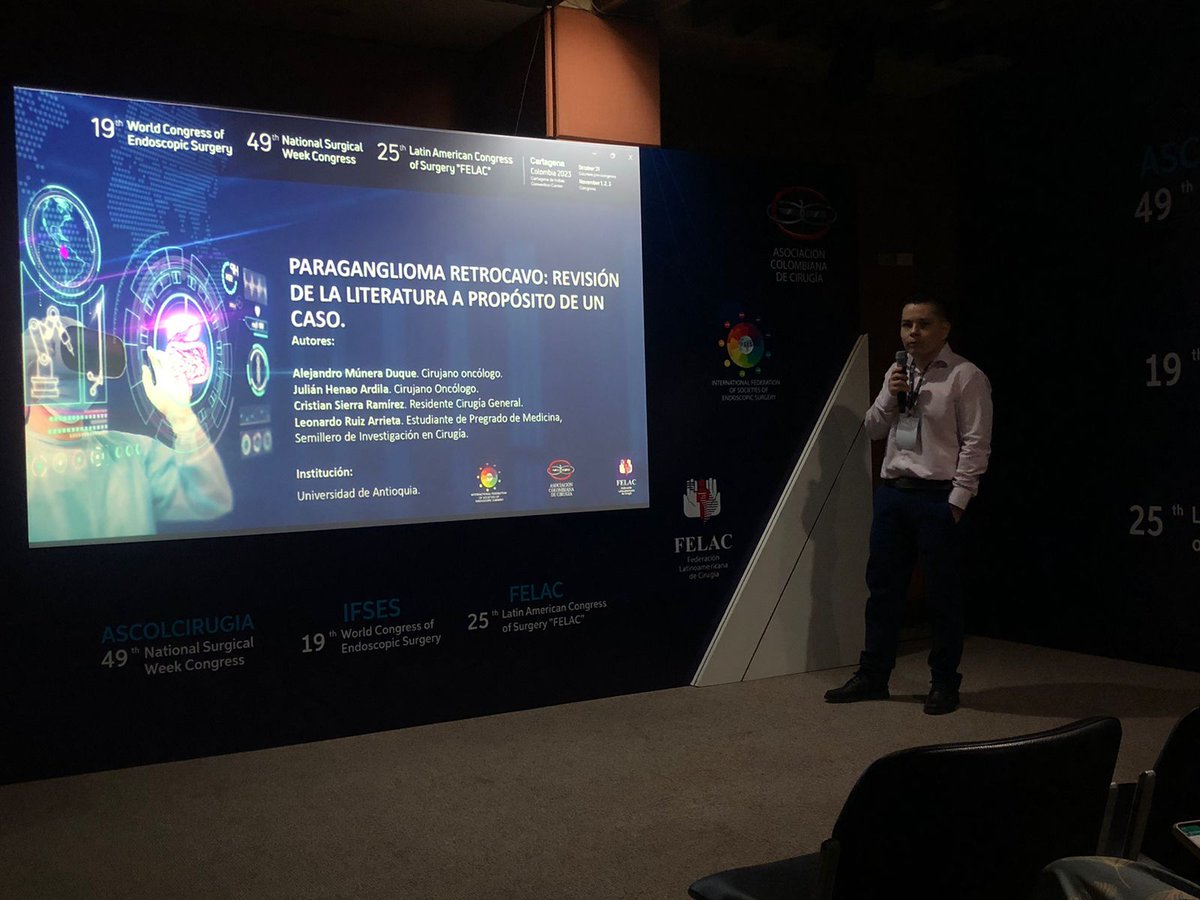 Julián Henao Ardila (@julianhenao85) on Twitter photo I'm very proud of my colleague <a href="/Crismauro88/">Cristian Sierra</a> for his presentation in the 49° National Surgical Week Congress and 19° WCES, 25° FELAC. #SurgicalOncology
#cirugiaoncologica
<a href="/ascolcirugia/">AsColCirugía</a> <a href="/MedUdeACiencia/">MedUdeACiencia</a> <a href="/HospAlmaMater/">Hospital Alma Máter de Antioquia</a> <a href="/CorreaCoteJC/">Juan Camilo Correa</a> <a href="/CirujanoHPB/">Camilo Tarazona Bautista</a> I'm very proud of my colleague <a href="/Crismauro88/">Cristian Sierra</a> for his presentation in the 49° National Surgical Week Congress and 19° WCES, 25° FELAC. #SurgicalOncology
#cirugiaoncologica
<a href="/ascolcirugia/">AsColCirugía</a> <a href="/MedUdeACiencia/">MedUdeACiencia</a> <a href="/HospAlmaMater/">Hospital Alma Máter de Antioquia</a> <a href="/CorreaCoteJC/">Juan Camilo Correa</a> <a href="/CirujanoHPB/">Camilo Tarazona Bautista</a>