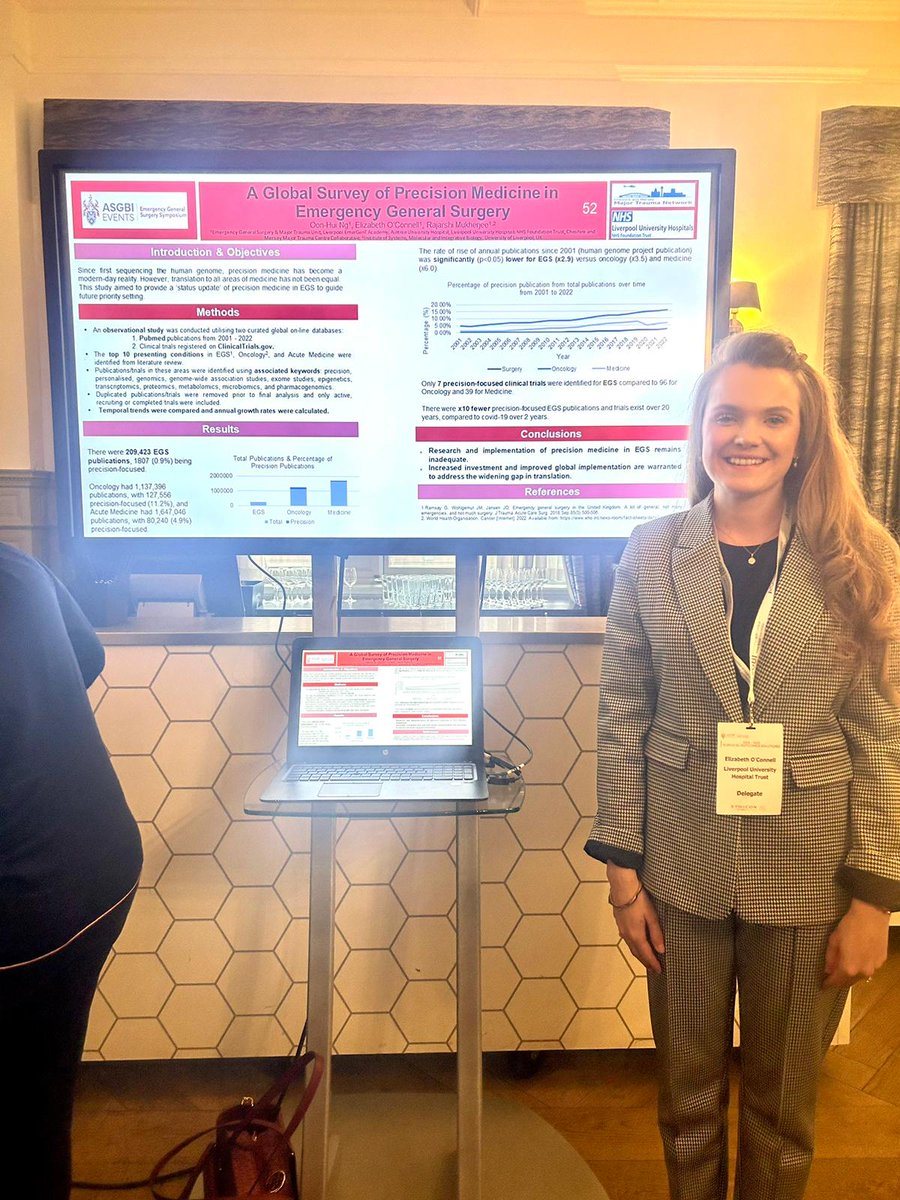 Fantastic work by <a href="/Liz__OConnell/">Elizabeth O'Connell</a> representing <a href="/EmergentAcademy/">Liverpool EmerGenT Academy</a>  today at the <a href="/asgbi/">ASGBI</a> EGS symposium in Glasgow today presenting her work with <a href="/OonHuiNg/">Hui</a> on Precision Medicine in Emergency General Surgery👏
