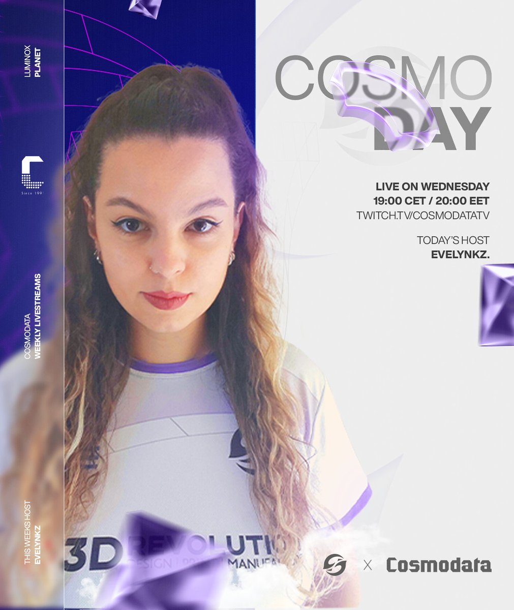 live again with your favorite streamer @evelynkz_ 👀 📺- twitch.tv/cosmodatatv @cosmodata
