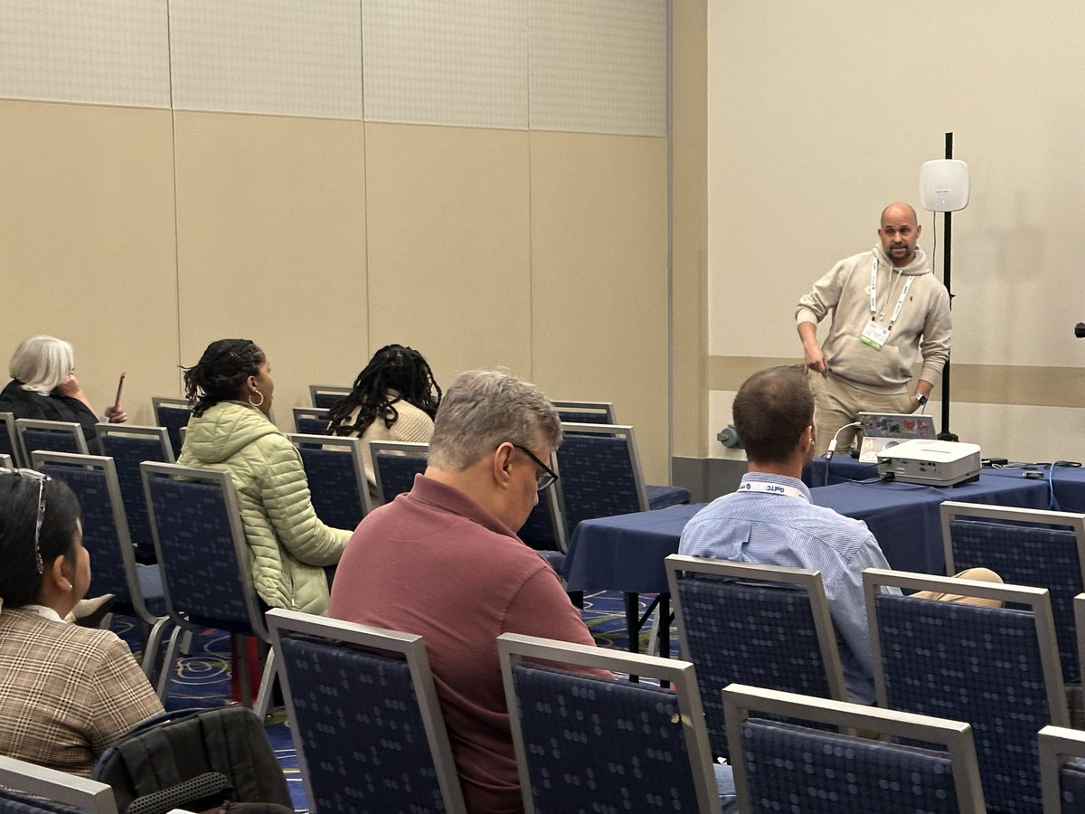 blantonbrian's tweet photo. @drhafza sharing the Henry County Schools STEM Lab robotics program and resources at #GaETC23 Such a comprehensive program for the STEM teachers in each elementary school!  @HenryCountyBOE https://t.co/SsoWjpshuc