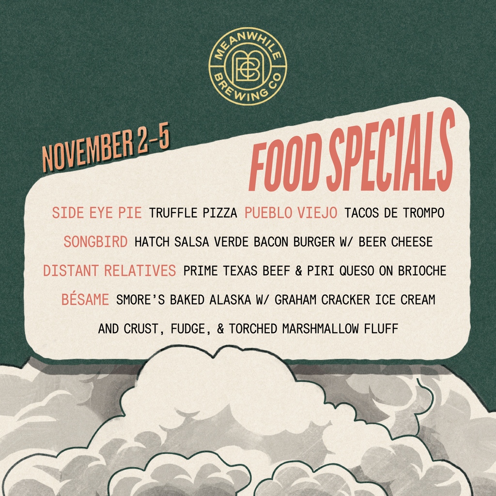 Ya' hungry?

All of our food trucks will be cooking up something special for our anniversary starting TOMORROW!

Which truck are you hitting up first?

For a full list of food truck hours and to order online, head to meanwhilebeer.com/taproom