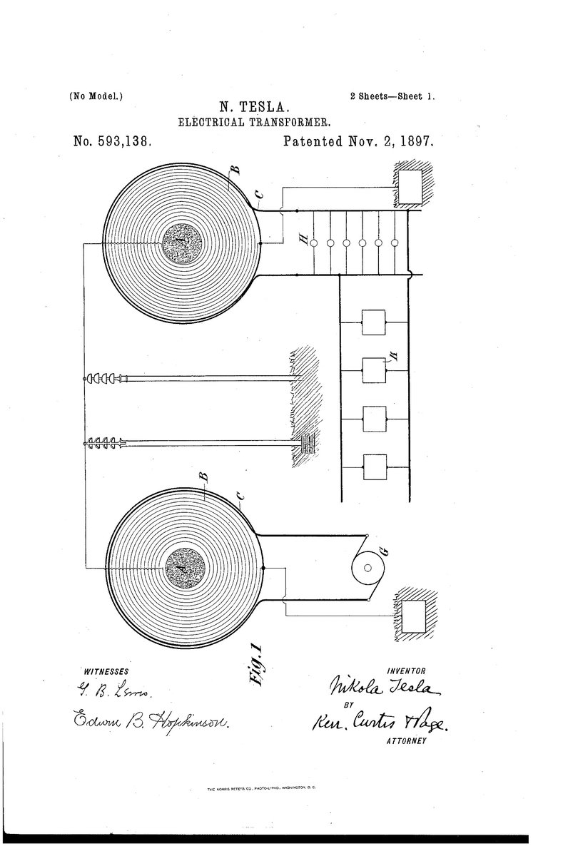 On Nov 2, 1897, Nikola Tesla patented Electrical Transformer.