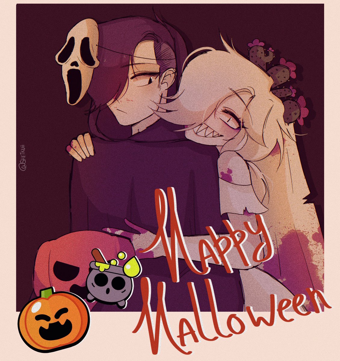 Sheikuii's tweet photo. 👻Happy (late)Halloween 🎃💞💞💞
#BrawlStars #Colette #Edgar #BrawlStarsArt 🧡 https://t.co/bLhfKmms7S