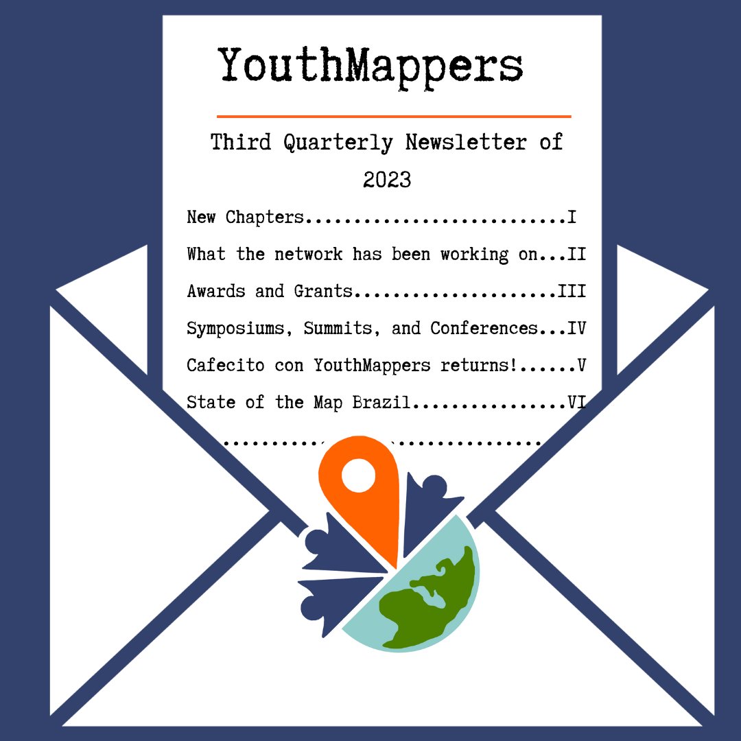 🚨The third YouthMappers Quarterly Newsletter for 2023 is now out📬

Prepare to be immersed in the world of awards, symposiums, grants, conferences, projects, sponsorships and more🏆🌐 

Check out the full newsletter at 🔗youthmappers.org/so/fcOk2MbuU?l…