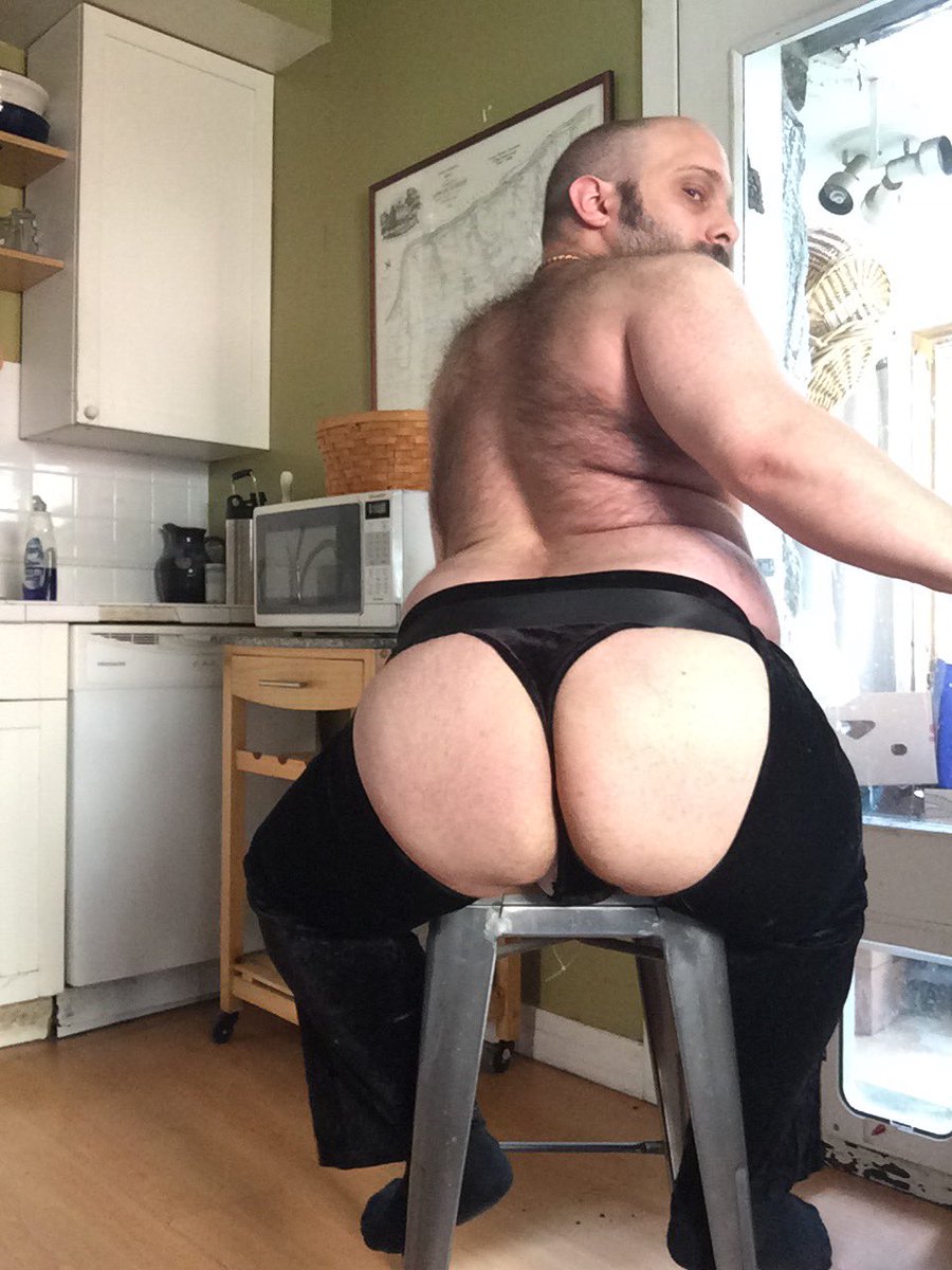 It may be too cold for shorts now, but don’t think that long pants will stop me from showing off my thonged ass (or my fat, hairy belly)