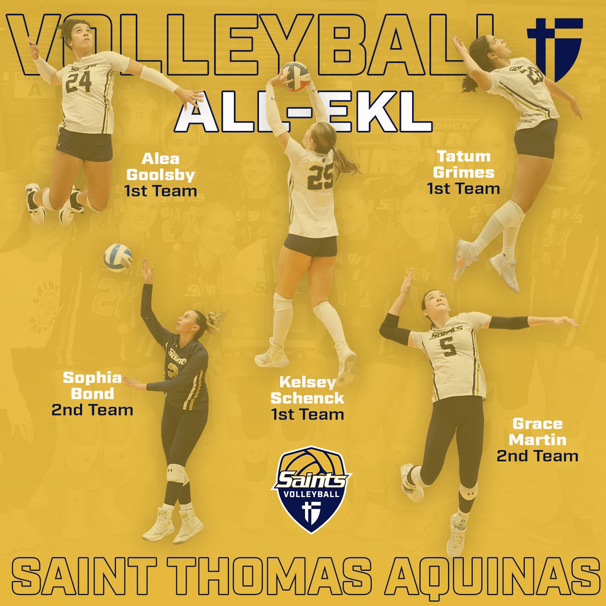 All-EKL Volleyball
🏐Kelsey Schenck (Sr) 1st Team
🏐Tatum Grimes (Sr) 1st Team
🏐Alea Goolsby (Jr) 1st Team
🏐Sophia Bond (Sr) 2nd Team
🏐Grace Martin (So) 2nd Team
🏐Alayna Vaeth (So) Hon Mention
🏐Presley Kreter (Fr) Hon Mention