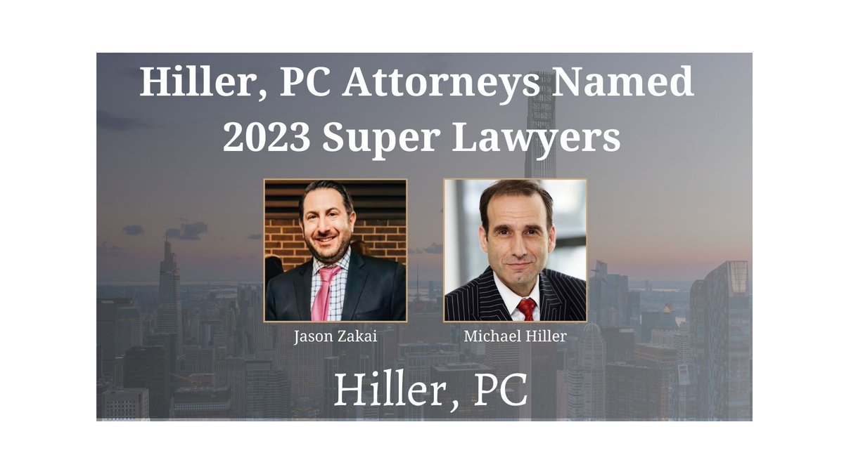 We are proud to announce that our attorneys <a href="/jay_zakai/">Jason Zakai</a> and <a href="/MikeHillerNYC/">Michael Hiller</a> have been placed on the New York list of 2023 <a href="/SuperLawyers/">Super Lawyers</a>. A big congratulations to them both for the great work they do!