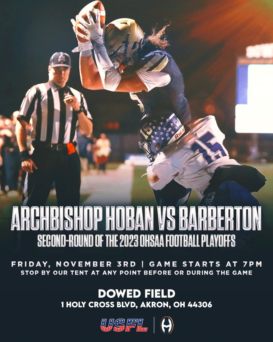 Come join us this Friday, November 3rd at the Second-Round of the 2023 OHSAA Football Playoffs ‼️ 

Stop by our tent at any point before or during the Archbishop Hoban v. Barberton game for a chance to win free prizes and learn about 2024 ticket deposits. See you there 🤩