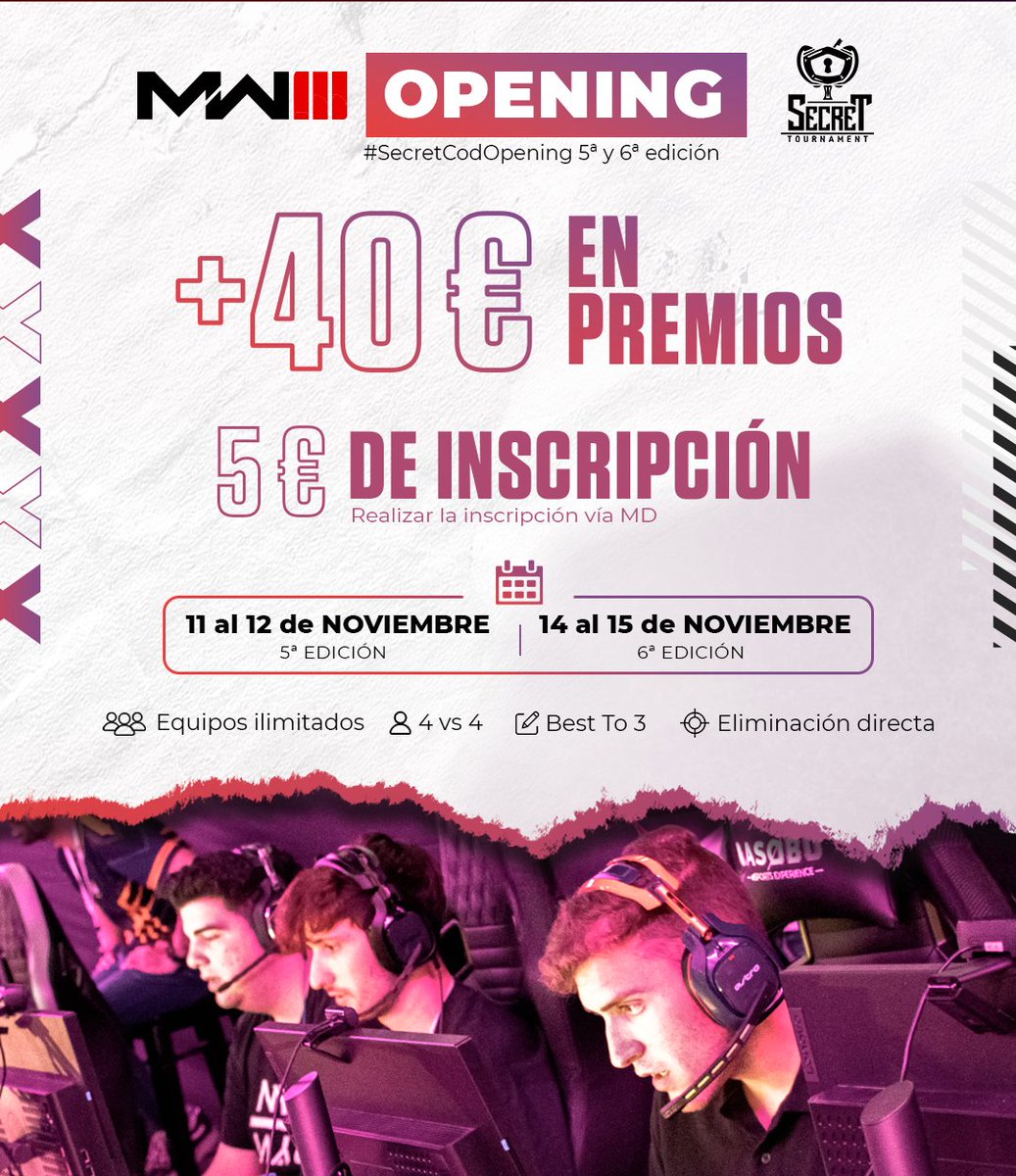 #SecretCODOpening #SecretCOD

Es momento de preparar las armas e iniciar la nueva misión.

Presentamos la 4ta y 5ta edición de Secret COD Opening.

Inscríbete a través de nuestro MD, dónde tendrás toda la información necesaria.

El 100% de las inscripciones destinado al prizepool