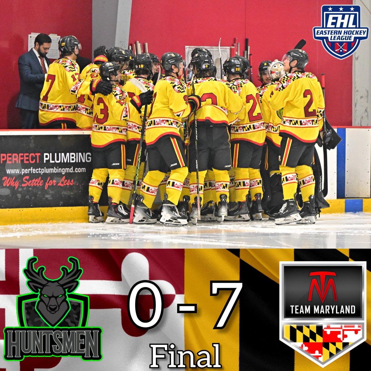 Final from Piney. 7 different players scored this afternoon as your Team Maryland rolled to a 7-0 victory over the Pennsylvania Huntsmen!!!

#RollTM #MarylandPride #EHL