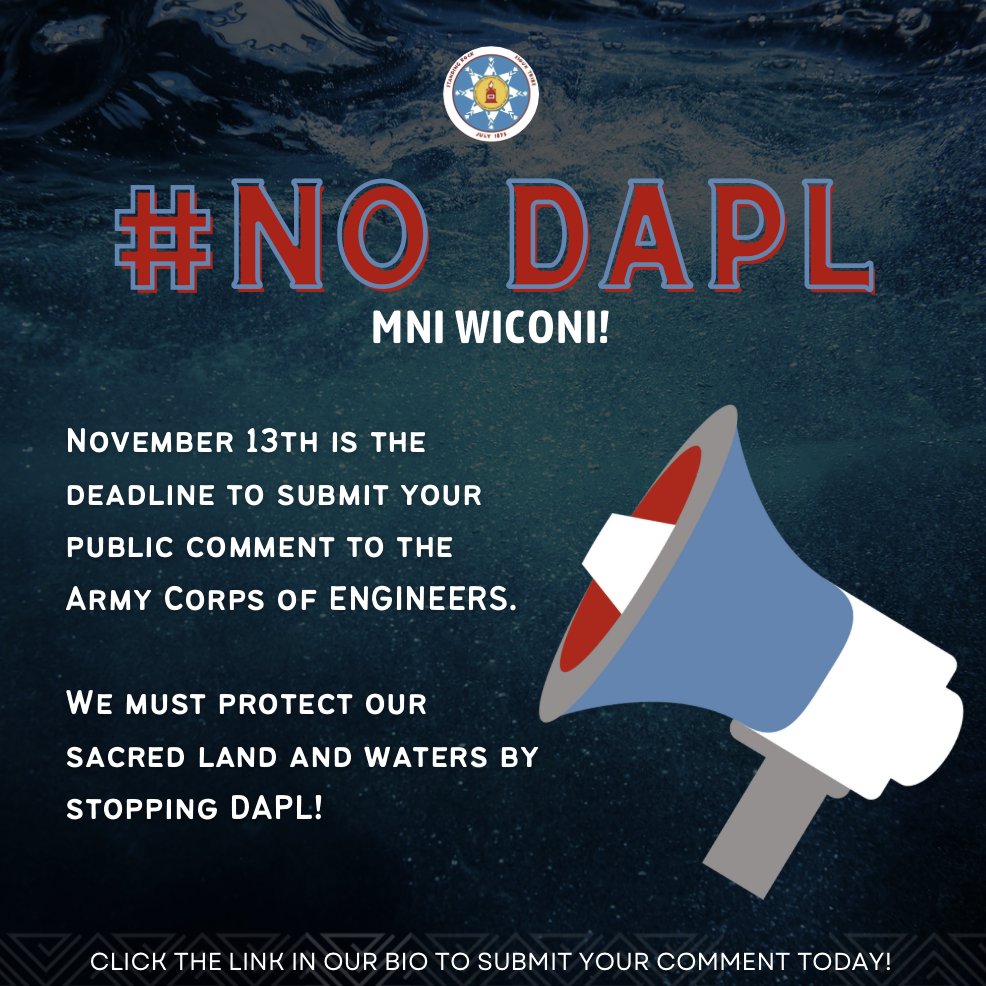 Send Your Public Comment: bit.ly/DAPLEIS2023SR

Carrying dirty oil, the DAPL winds across nearly 1.2K miles, stretching from the fracking fields of ND to a oil storage facility in Illinois. DAPL poses a constant threat to every living organism along its path.