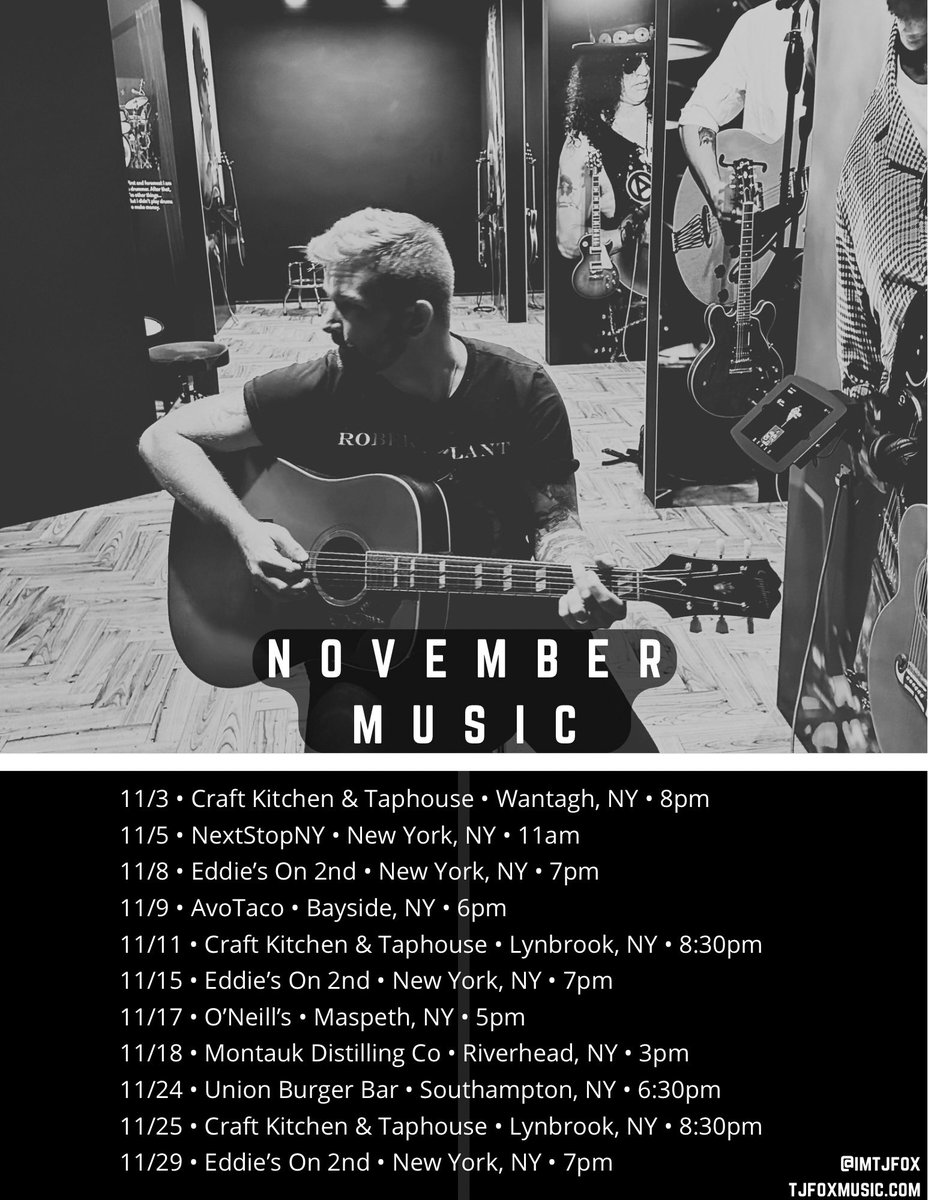 imtjfox's tweet image. Music in November 🍃🎶🍂 #livemusic #acousticmusic #longisland #nyc