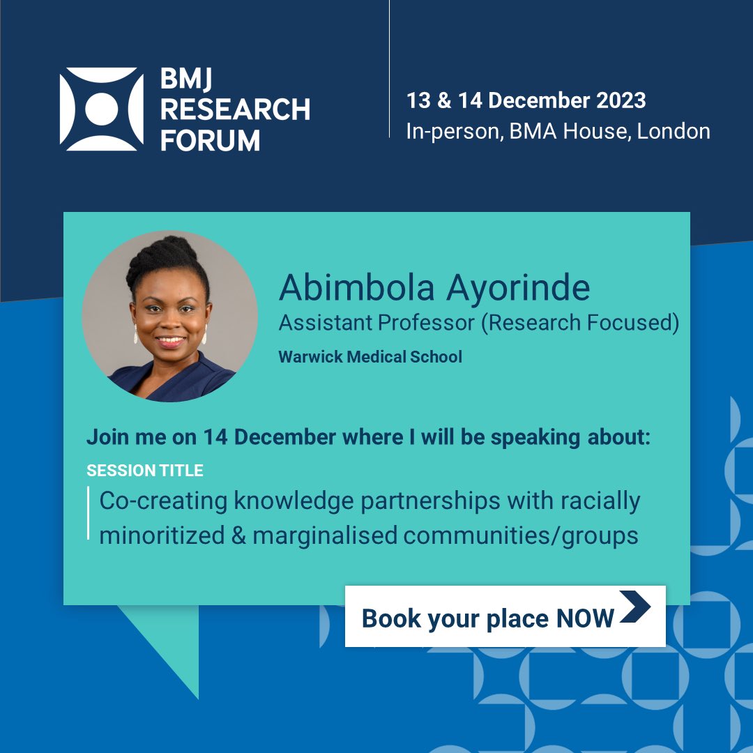 I'll be speaking at the BMJ Research Forum 2023! Looking forward to engaging discussions and exchanging insights on “Driving real-world impact from health research”. See you there! #bmjresearchforum
#bmjrf
#researchforum

Register here: bit.ly/3Sm53fW