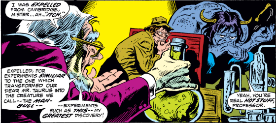MarvelADay's tweet photo. #MarvelADay #DD96 Man-Bull and his sidekick Itch meet up with an unnamed professor who has a vial of something prepared for our antagonist. What is it, and what does Man-Bull have in mind for it? - VA https://t.co/deLZIoeVut