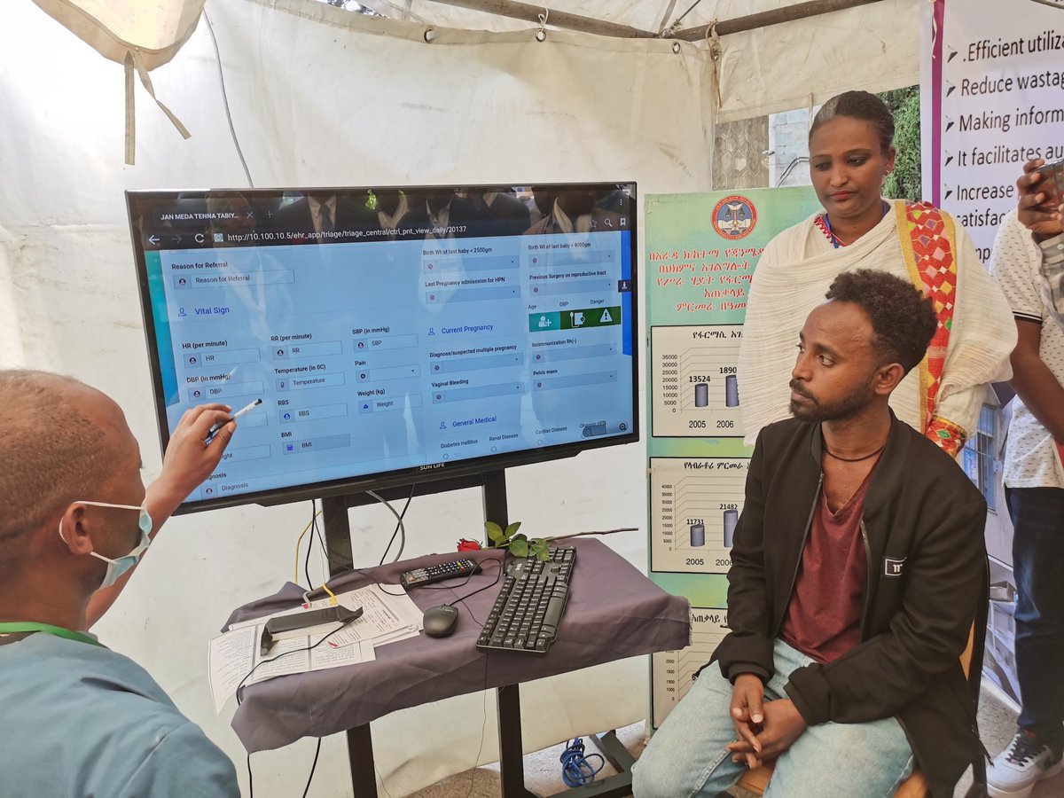 afeworkkassu's tweet photo. As part of z 25th #HealthSectorAnnualReviewMeeting, visited #AanneeDimaa Hlth Cntr in #Burayu, @yekatit12hmc & #Janmeda Hlth Cntr in #AddisAbaba. Promising initiatives on #SBFR, #EMR, #ReferralLinkages, etc with impact on #QUALITY of Health Service Delivery.
@FMoHealth
@AHRI_ETH https://t.co/r5ZTEpwhK0