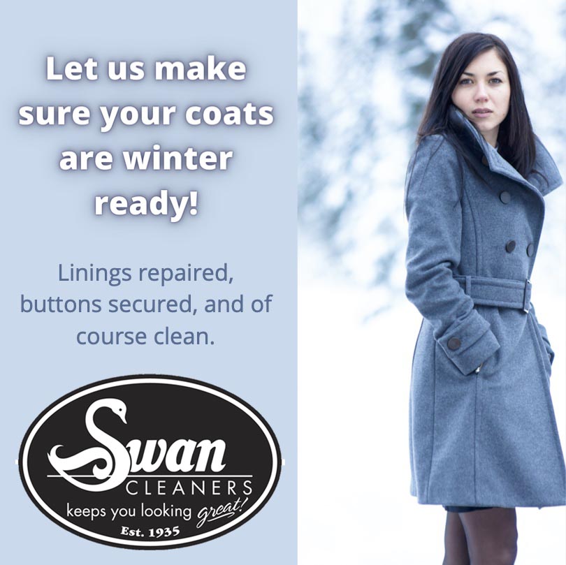 SwanCleaners's tweet photo. Cold weather is upon us...make sure your coats are ready. For coat cleaning &amp; repairs, we've got you covered! https://t.co/TrUcfiahK3