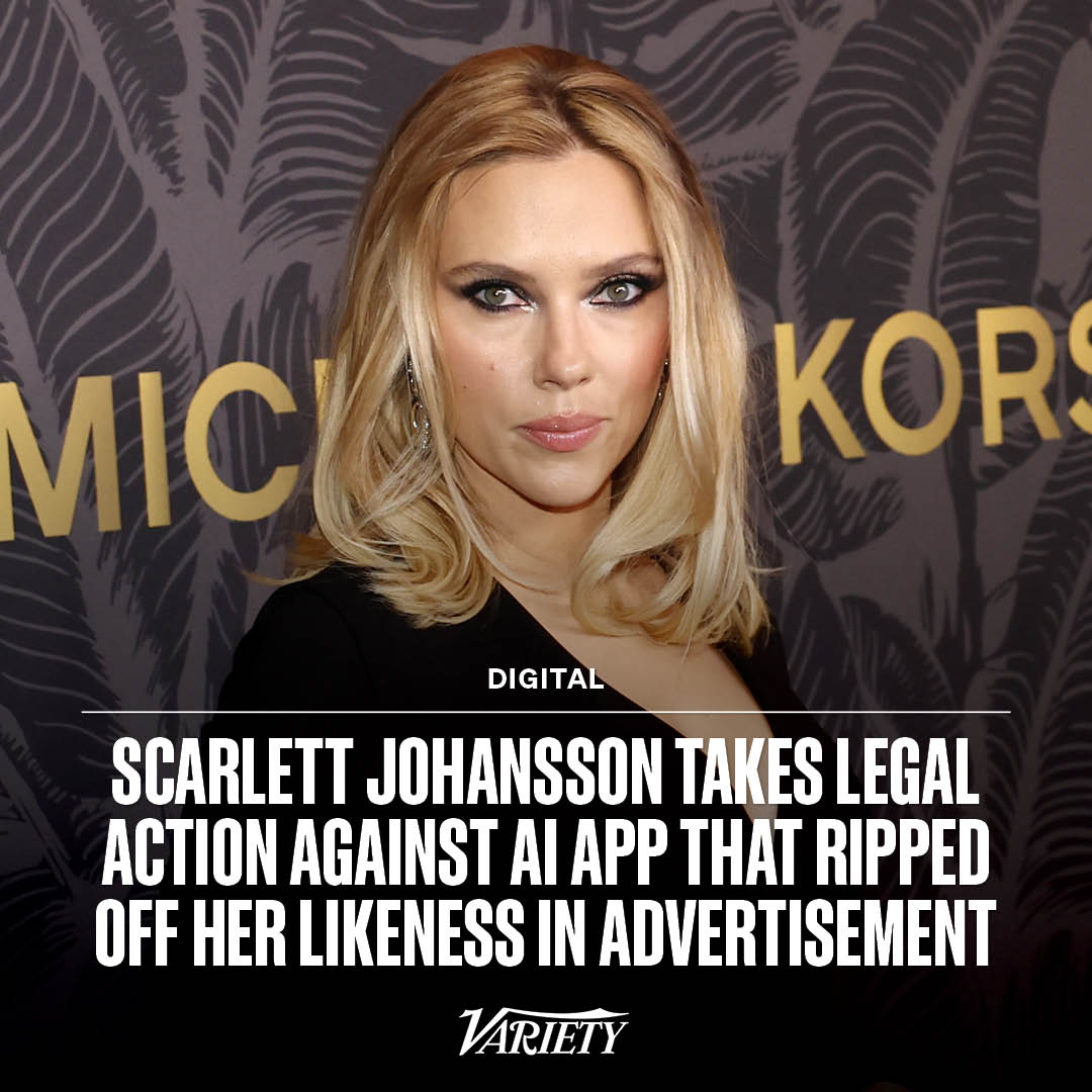 Scarlett Johansson hits AI app with legal action for cloning her voice in  an ad - The Verge