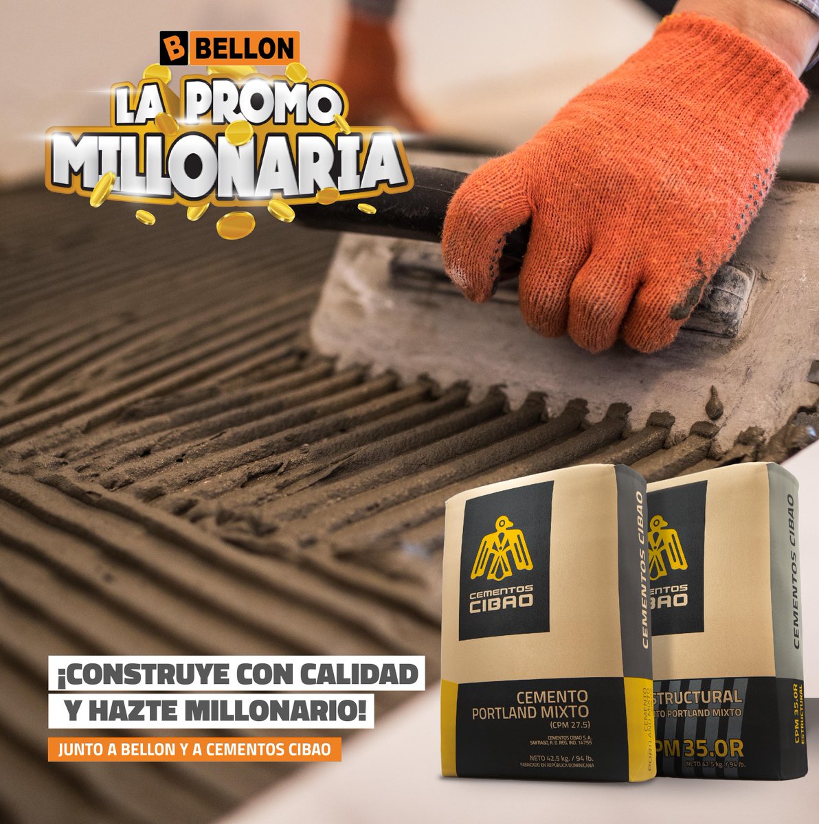 bellonrd's tweet photo. 🏗Construye con CALIDAD y hazte MILLONARIO 🤩 Y es que por la compra de @cementoscibao  generas puntos para participar en nuestra “Promo Millonaria”.

#CementosCibao #CalidadPremium #MarcaPaís #BellonRD #Bellon #BellonPromomillonaria https://t.co/UtDJmVBFxV