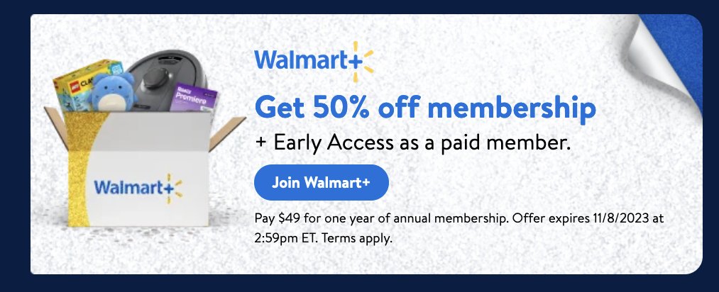 Walmart+ Annual Membership Gift Card 