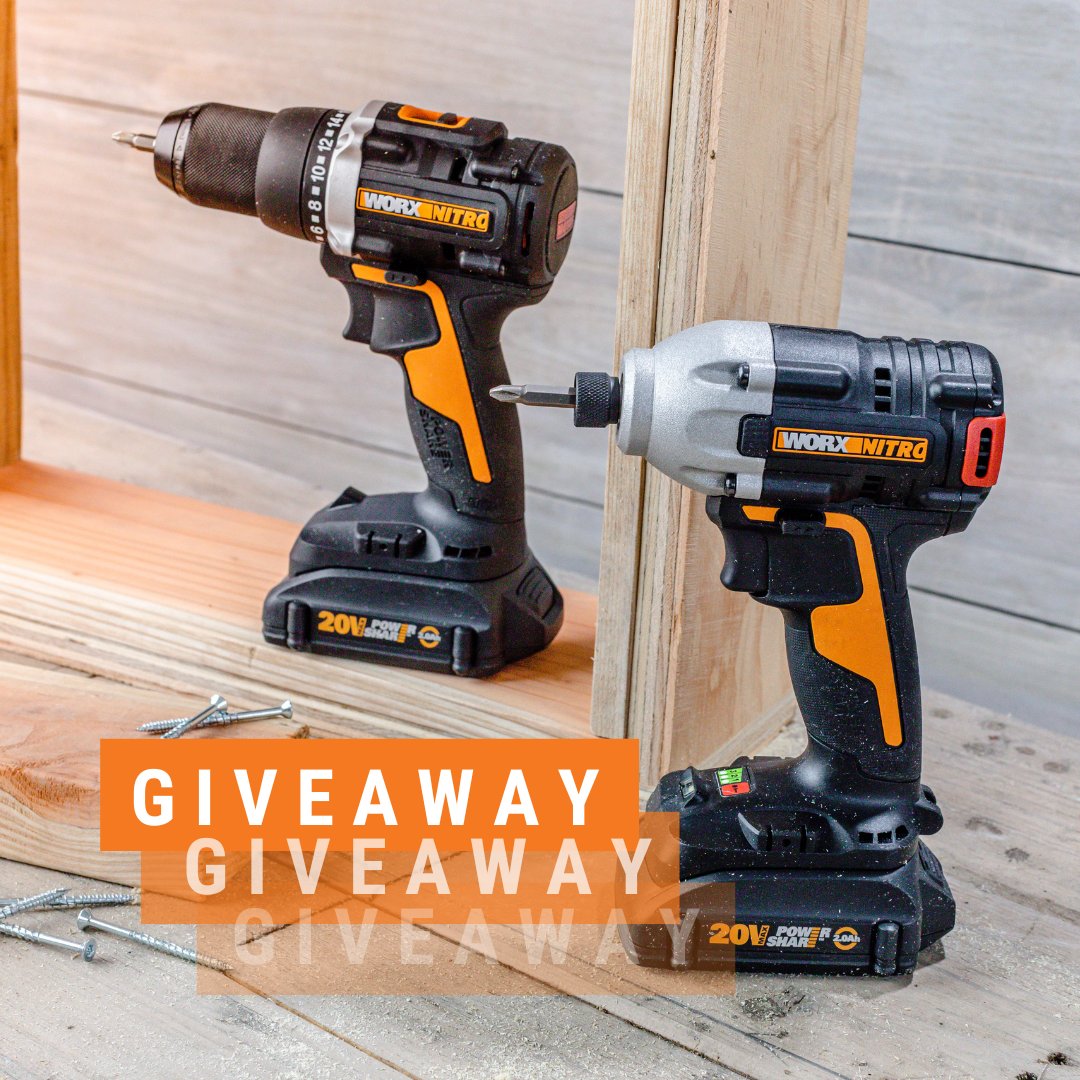 WORXTools's tweet image. Two of a kind ✌️ Enter to win our Nitro 20V Impact Driver &amp;amp; Hammer Drill Combo Kit!

☑️ Like this post 
☑️ Follow us 
☑️ Tag a friend

bit.ly/45nrgx8 

🚨 Open to US and Canada residents ages 18+ only. Ends tomorrow (11/2) at 3 pm EST. Good luck!