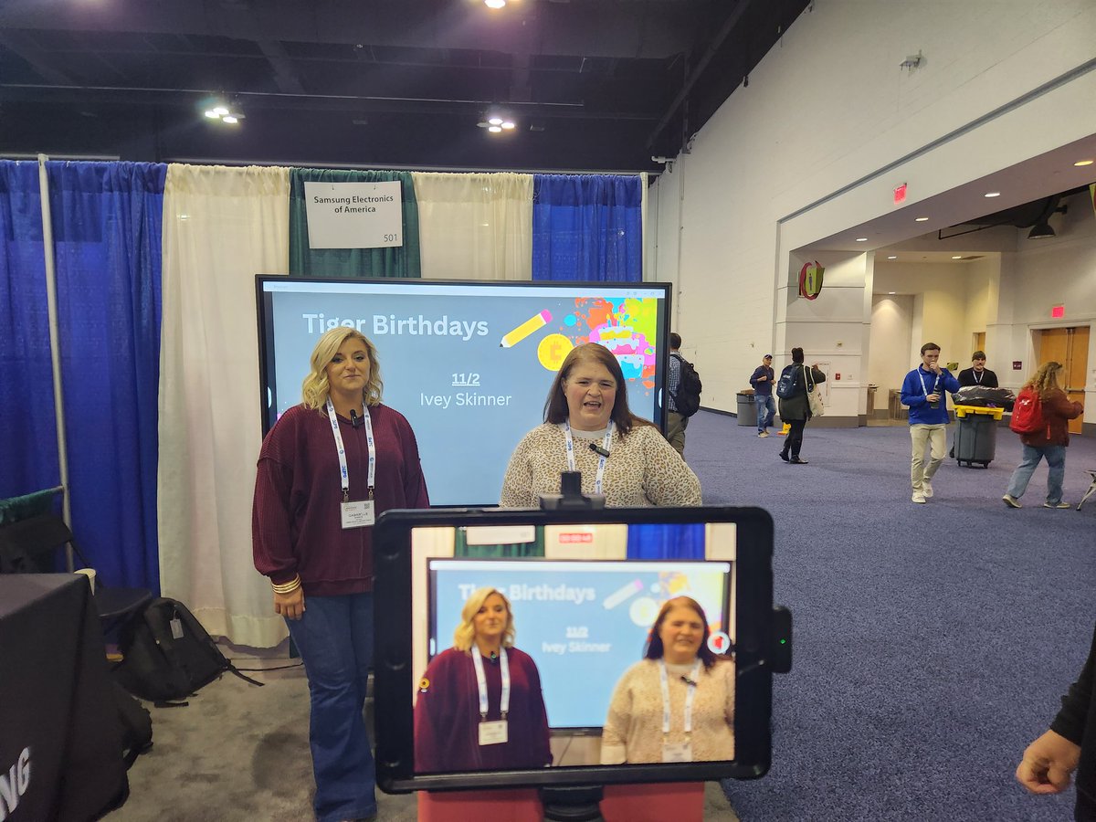 Shout out to @twesmediacenter for coming to the @SamsungEDU booth to record their daily student morning show at #GaETC23