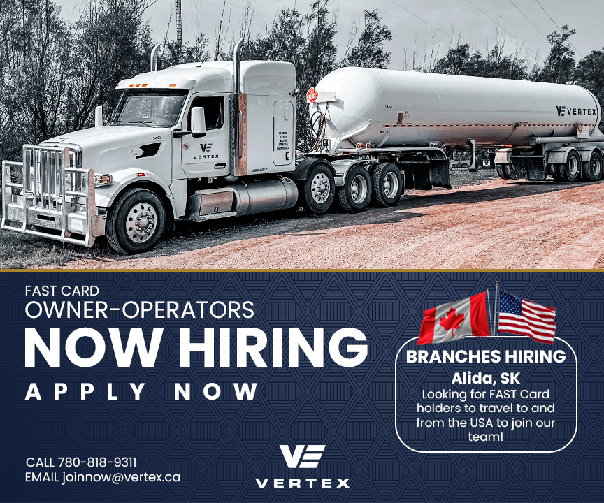 Exciting Opportunity Alert! Vertex is expanding its fleet and we're looking for FAST card Owner/Lease Operators to join us! 
#NowHiring #LeaseOperators #VertexFleet #OpportunityKnocks #AlidaJobs #SaskatchewanJobs #OwnerOperators #Truckerjobs