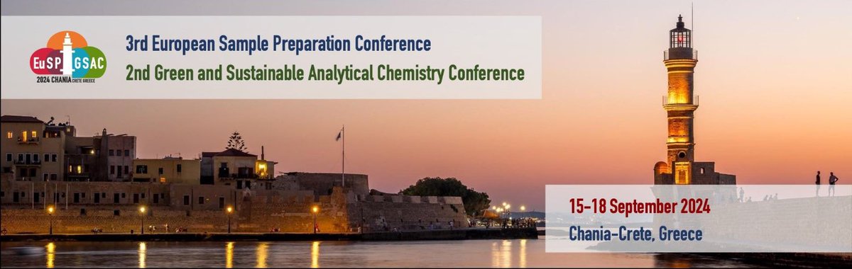 SamplePrepForce's tweet image. #savethedate 📅

We are excited to announce the 3rd European Sample Preparation (#EuSP2024) and the 2nd Green and Sustainable Analytical Chemistry (#GSAC2024) Conferences, to be held simultaneously in Chania, Crete, Greece, from 15th to 18th September 2024.