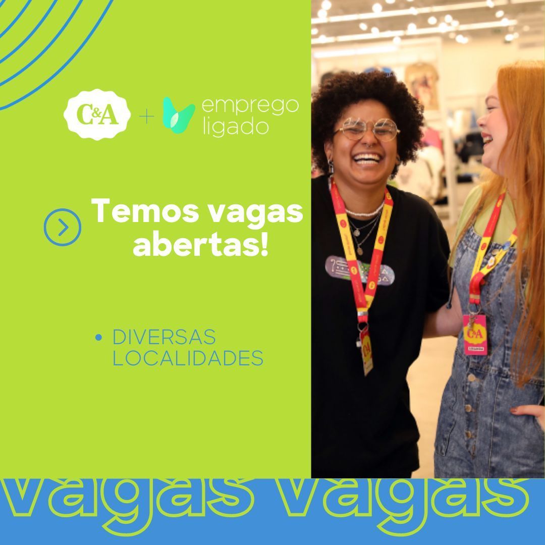 EmpregoLigado's tweet photo. Tem muitas oportunidades abertas na C&amp;A! Vem conferir 😍   

Acesse este link para ter acesso à página de carreiras: https://t.co/gKKrzJgz3y 

#VemPraCeA #Vagas #EmpregoNovo https://t.co/JDC1qR5KxT