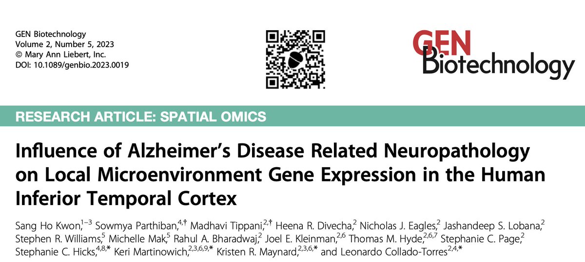 Sang Ho (Sangho) Kwon (@sanghokwon17) on Twitter photo Thrilled at my FIRST blog post about #Alzheimers research.libd.org/rstatsclub/202… & BIG news about our paper officially published in <a href="/GENBiotechJrnl/">GEN Biotechnology</a> spatial-omics issue doi.org/10.1089/genbio…
Huge Kudos to all coauthors, mentors, & supporters <a href="/LieberInstitute/">Lieber Institute</a> <a href="/BCMB_JHMI/">BCMB Graduate Program at JHMI</a> <a href="/10xGenomics/">10x Genomics</a>🙌🙌 Thrilled at my FIRST blog post about #Alzheimers research.libd.org/rstatsclub/202… & BIG news about our paper officially published in <a href="/GENBiotechJrnl/">GEN Biotechnology</a> spatial-omics issue doi.org/10.1089/genbio…
Huge Kudos to all coauthors, mentors, & supporters <a href="/LieberInstitute/">Lieber Institute</a> <a href="/BCMB_JHMI/">BCMB Graduate Program at JHMI</a> <a href="/10xGenomics/">10x Genomics</a>🙌🙌