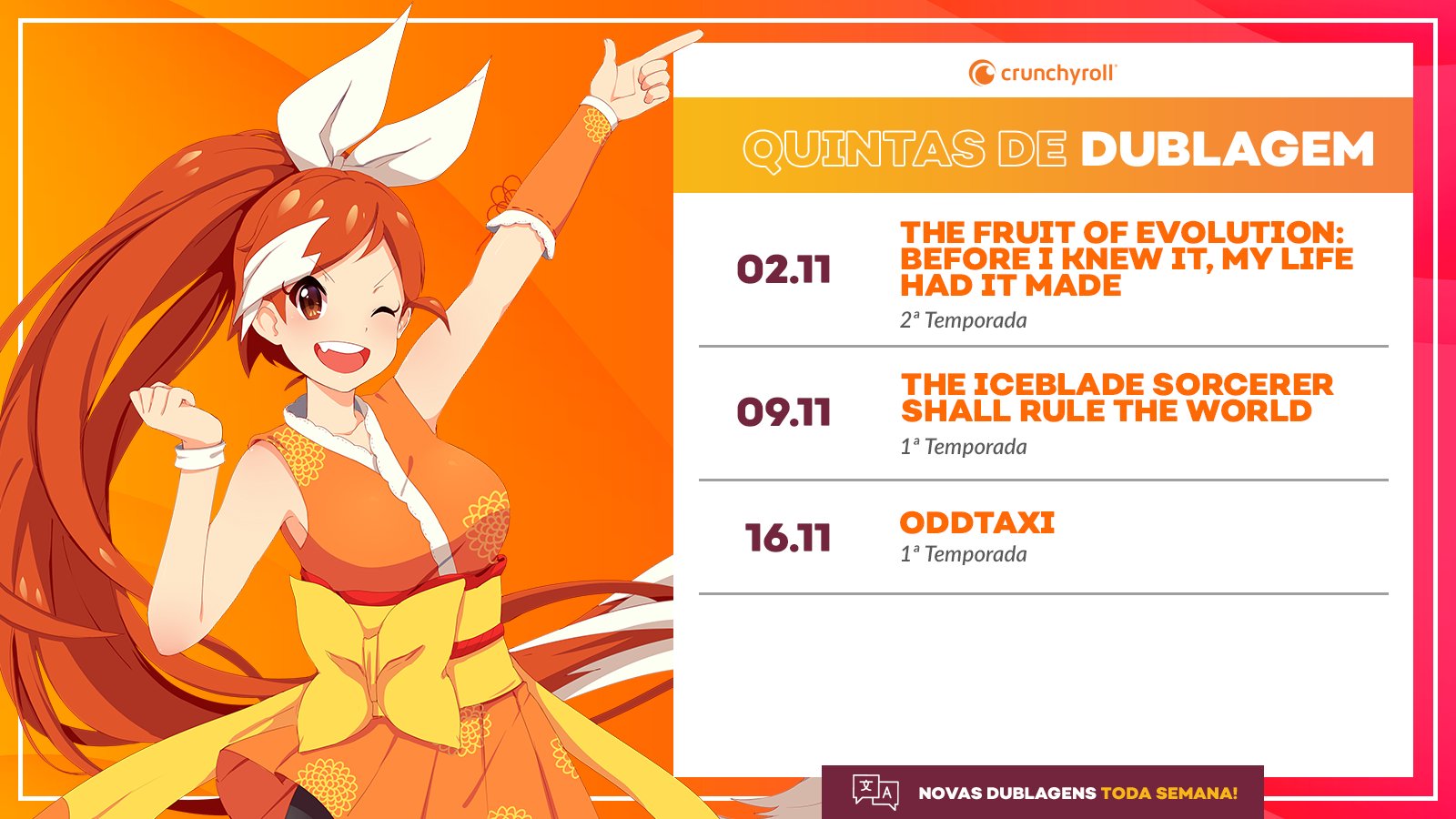 Crunchyroll Brasil ✨ on X: As Quintas de Dublagem estão aqui