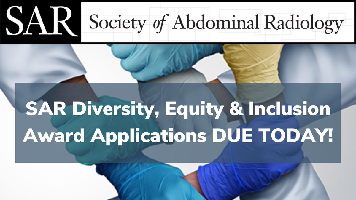 DUE TODAY—Apply for the SAR Diversity, Equity and Inclusion (DEI) awards before it's too late! Help us recognize the DEI efforts of our members, and submit your nomination now: buff.ly/3fIDH2Z