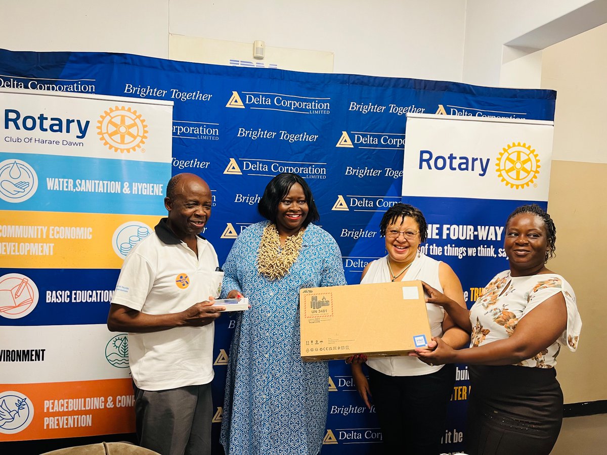 PMurambinda's tweet photo. Donation handover ceremony of laptops and other equipment valued at USD10,000 to Dorothy Duncan Braille Library on behalf of Delta Corporation Limited and Harare Dawn Rotary Club. Help the blind touch the light. #deltainthecommunity #rotaryprojects https://t.co/Badq5YaGBH