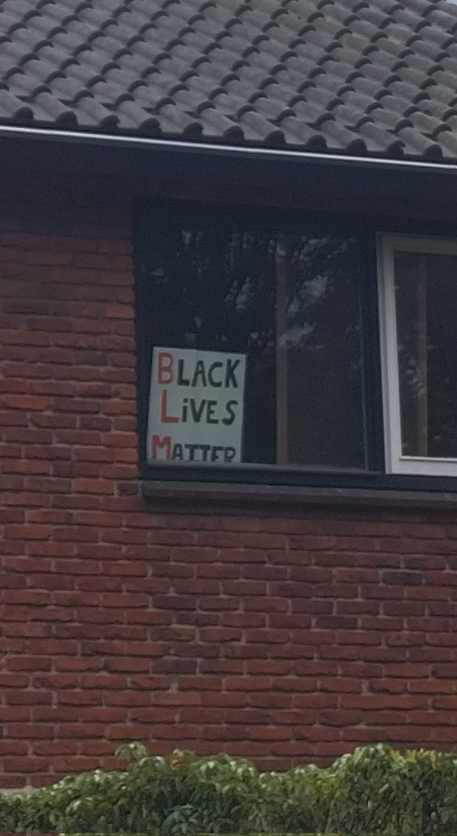 Spotted in #Ede in #TheNetherlands #BlackLivesMatter didnt believe it but saw White owners downstairs #Whites support #Black & #Brownlivesmatter kudos 💜. Btw Unlike support for #Ukraine #Oekraine i didnt see any for lives lost by #war in #GazaGenocide 4000 children dead #Israel